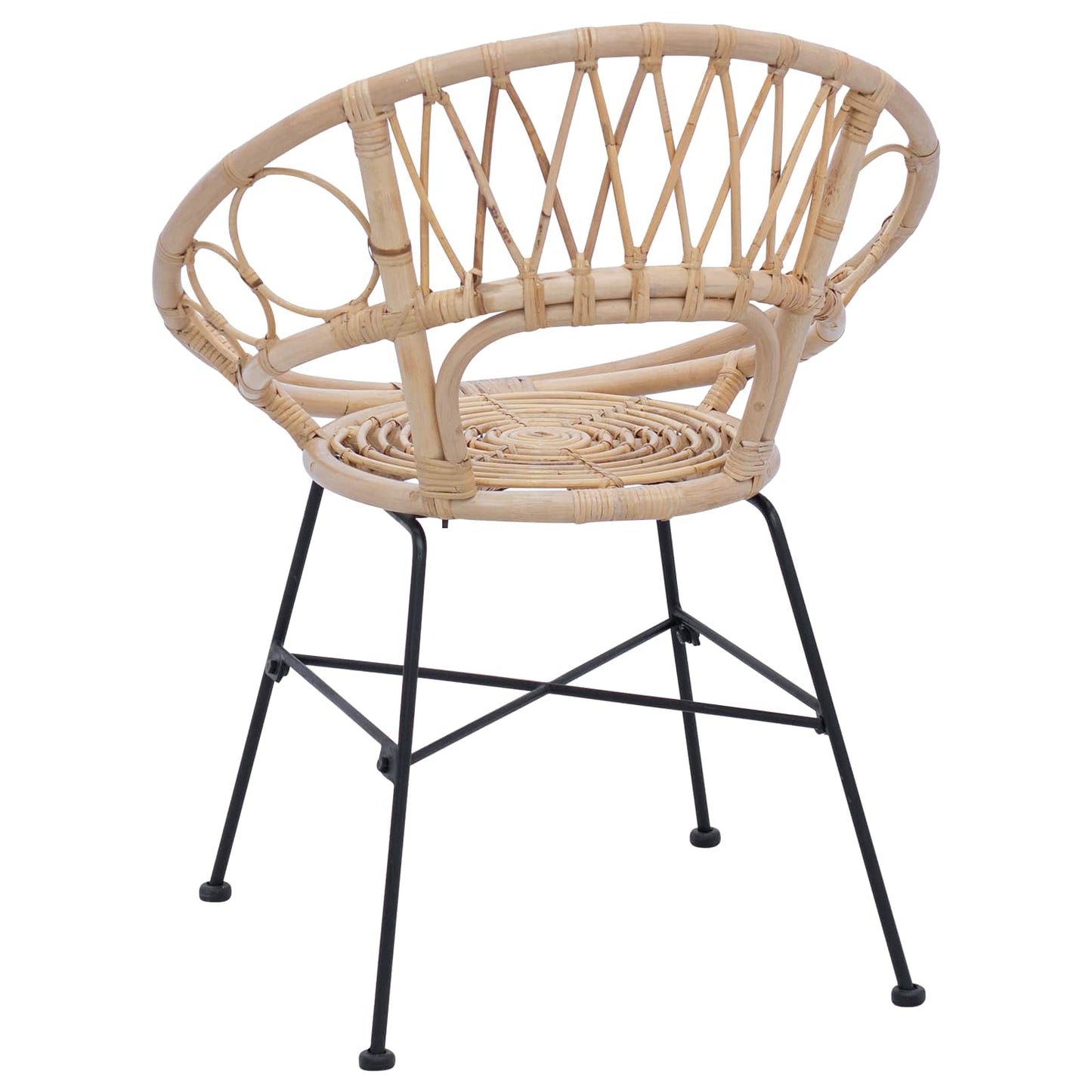 Esszimmerstuhl 2 stk. Rattan und Eisen Natur 54 x 65 x 82 cm