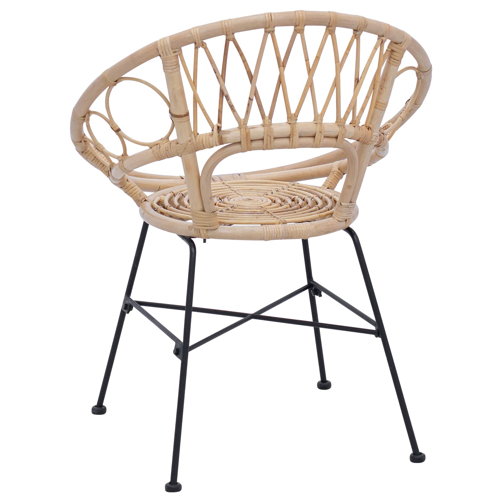 Esszimmerstuhl 2 stk. Rattan und Eisen Natur 54 x 65 x 82 cm