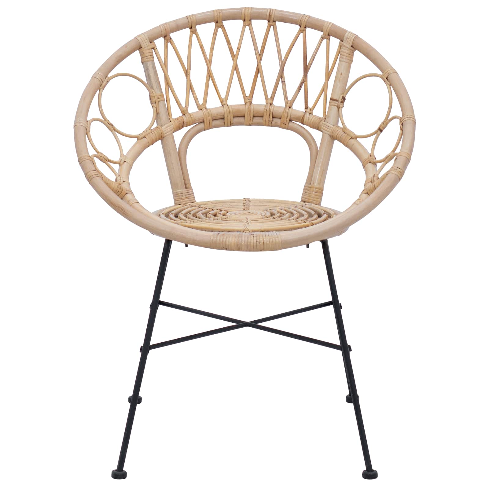 Esszimmerstuhl 2 stk. Rattan und Eisen Natur 54 x 65 x 82 cm