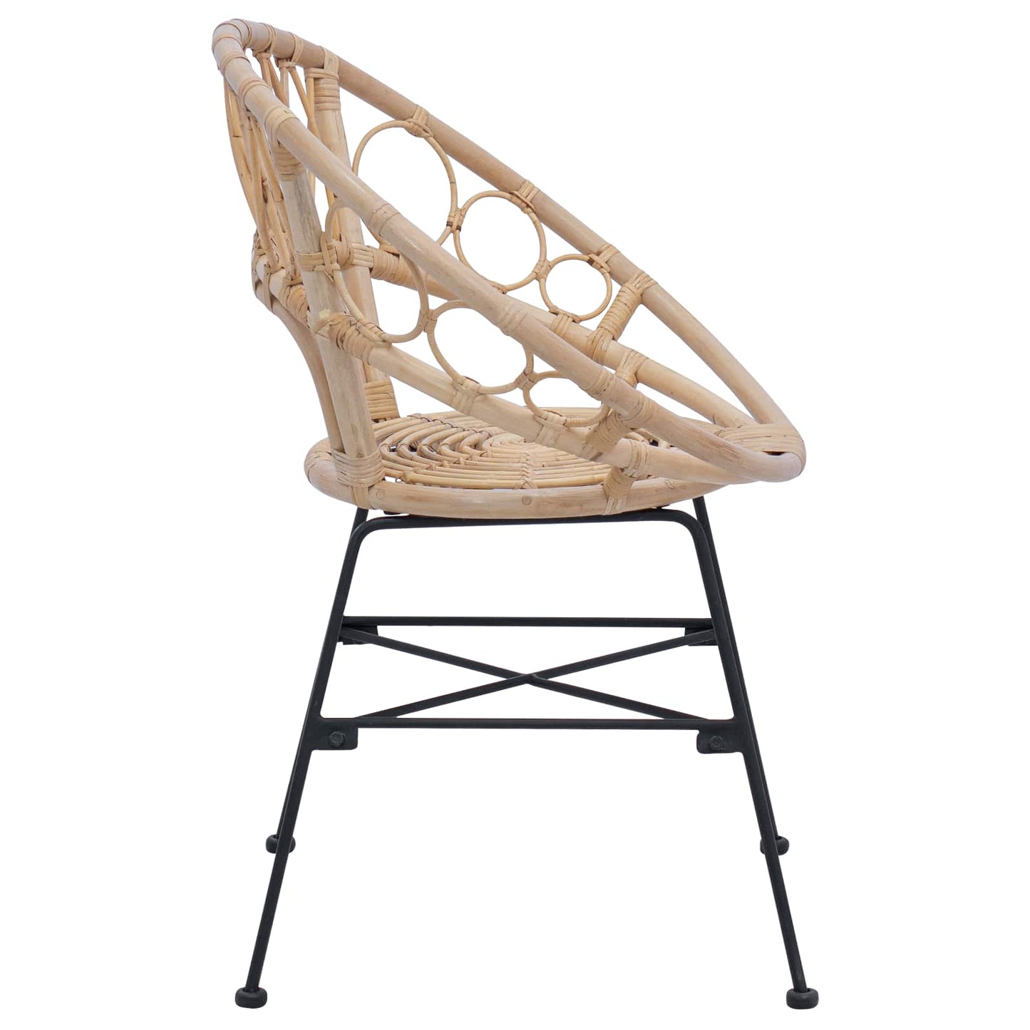 Esszimmerstuhl 2 stk. Rattan und Eisen Natur 54 x 65 x 82 cm