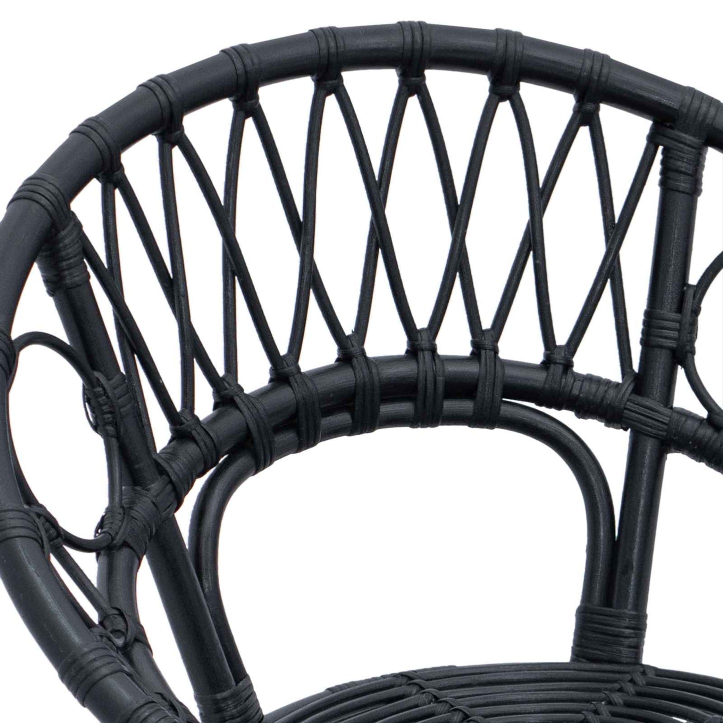 Esszimmerstuhl 2 stk. Rattan und Eisen Schwarz 54 x 65 x 82 cm
