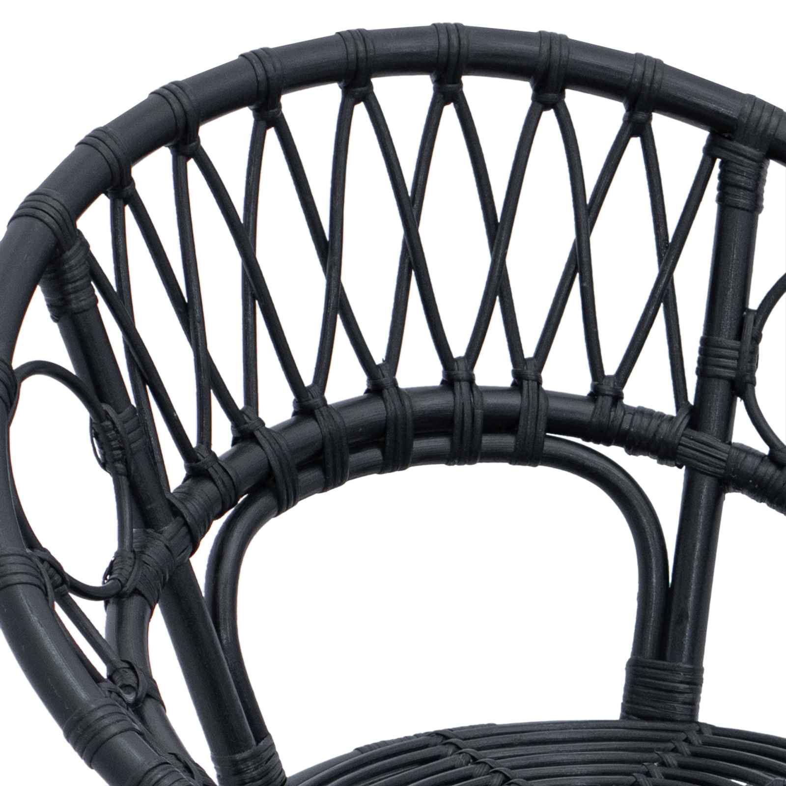 Esszimmerstuhl 2 stk. Rattan und Eisen Schwarz 54 x 65 x 82 cm