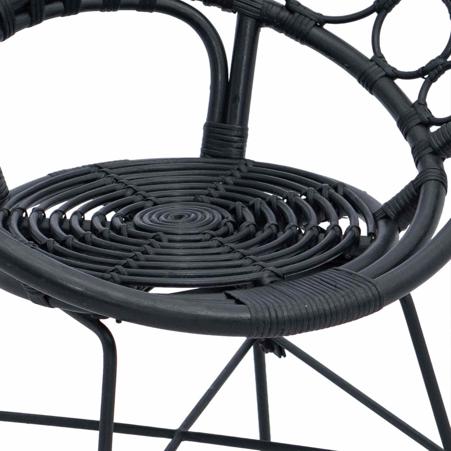 Esszimmerstuhl 2 stk. Rattan und Eisen Schwarz 54 x 65 x 82 cm
