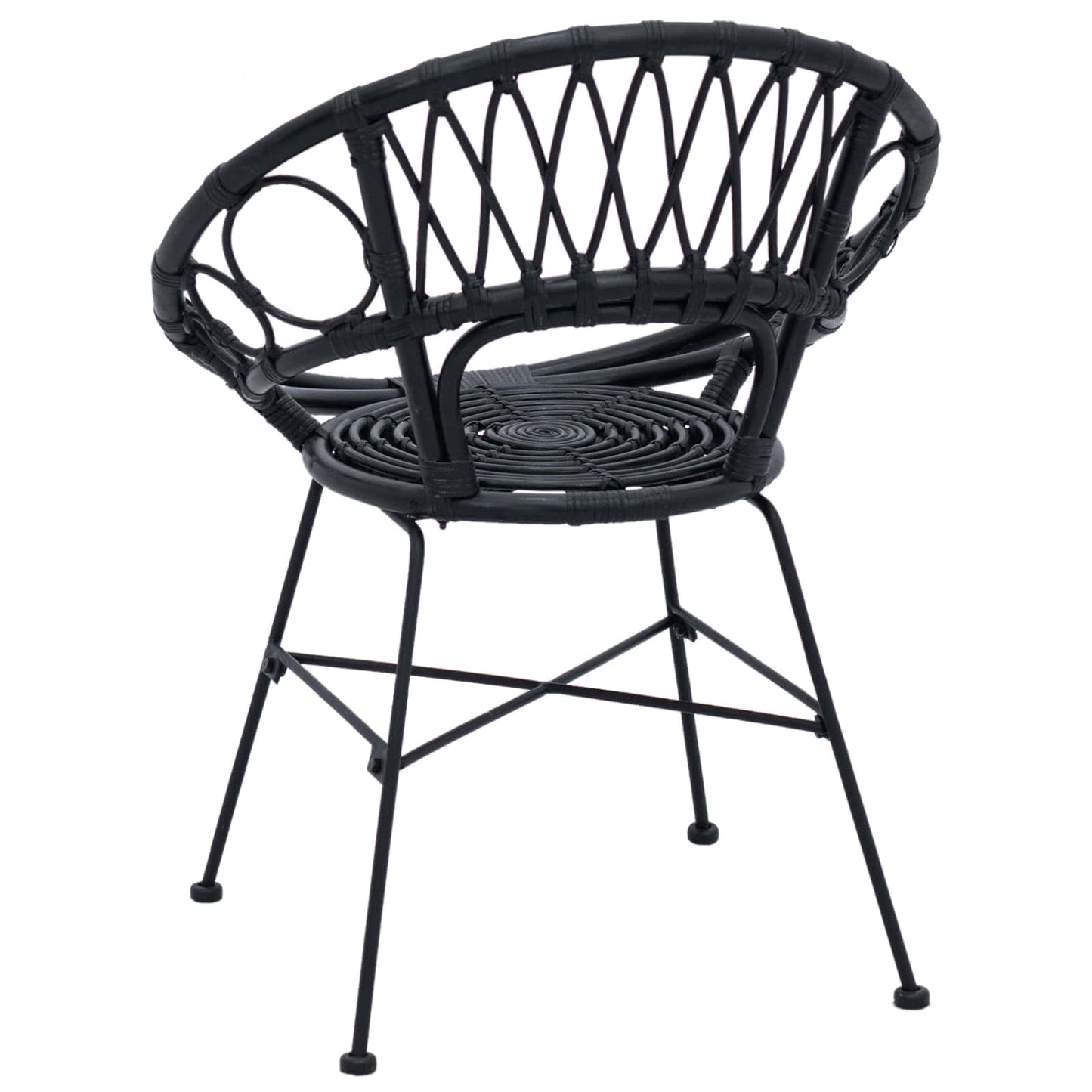 Esszimmerstuhl 2 stk. Rattan und Eisen Schwarz 54 x 65 x 82 cm