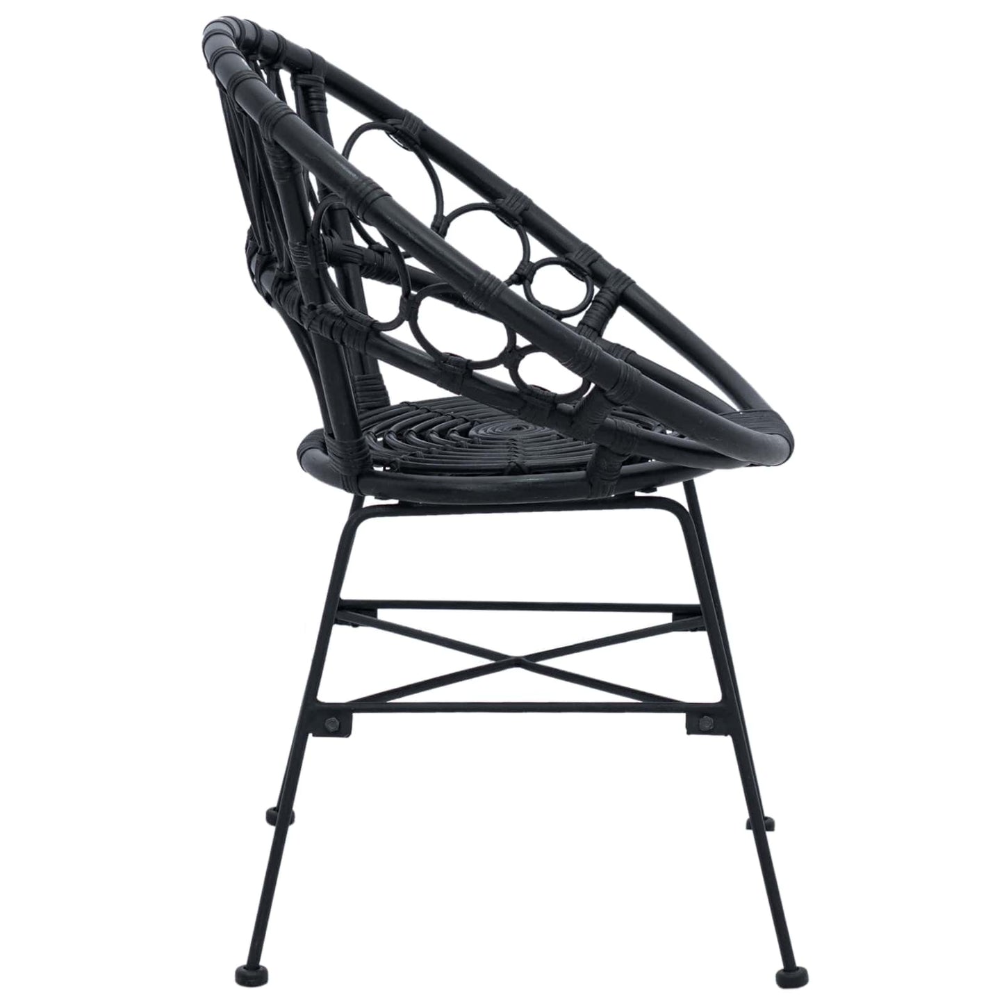 Esszimmerstuhl 2 stk. Rattan und Eisen Schwarz 54 x 65 x 82 cm