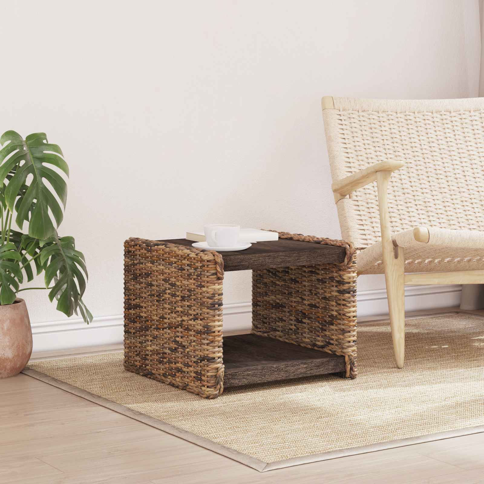Couchtisch Natur 45 x 45 x 45 cm Massives Mahagoni Holz