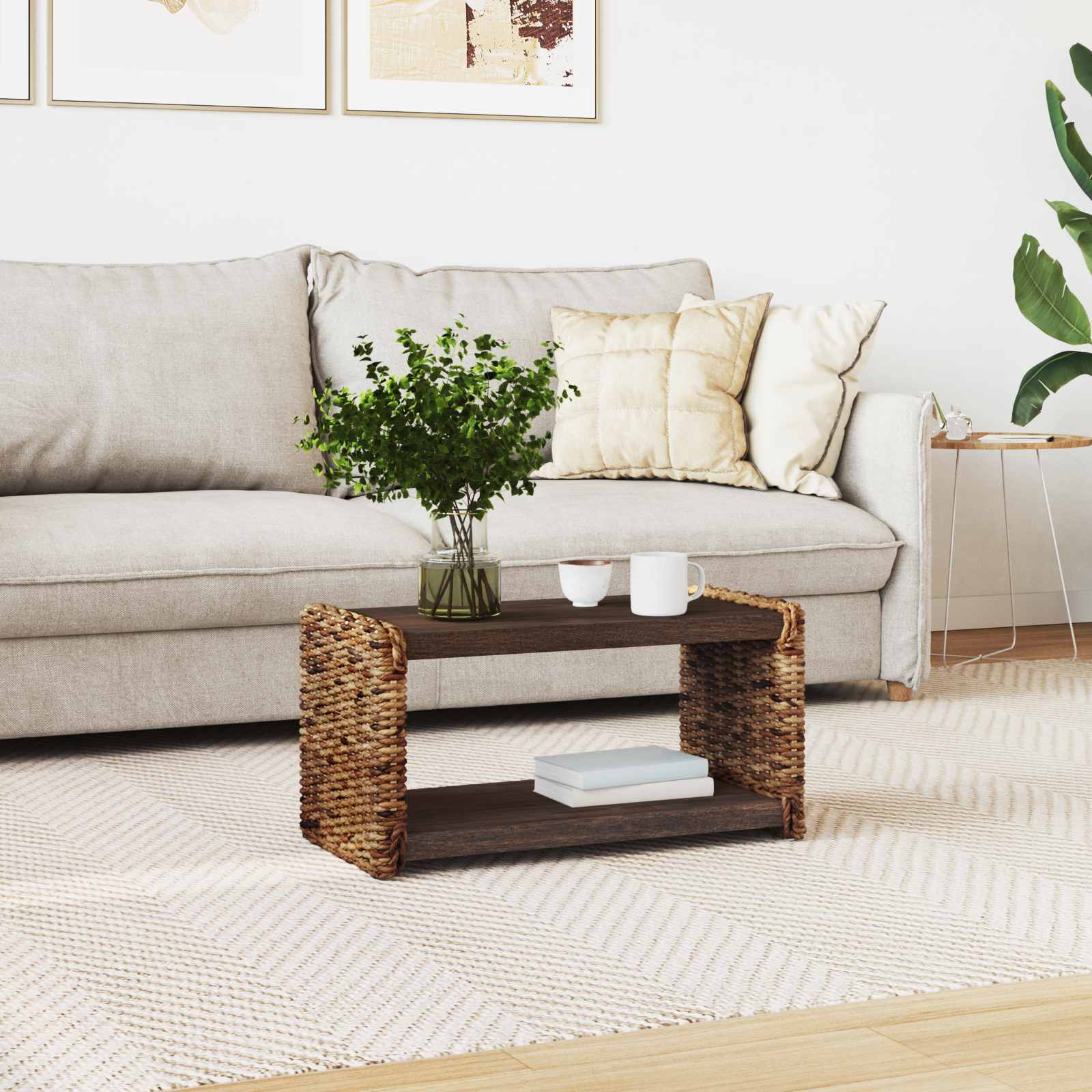 Couchtisch Natur 70 x 35 x 35 cm Massives Mahagoni Holz