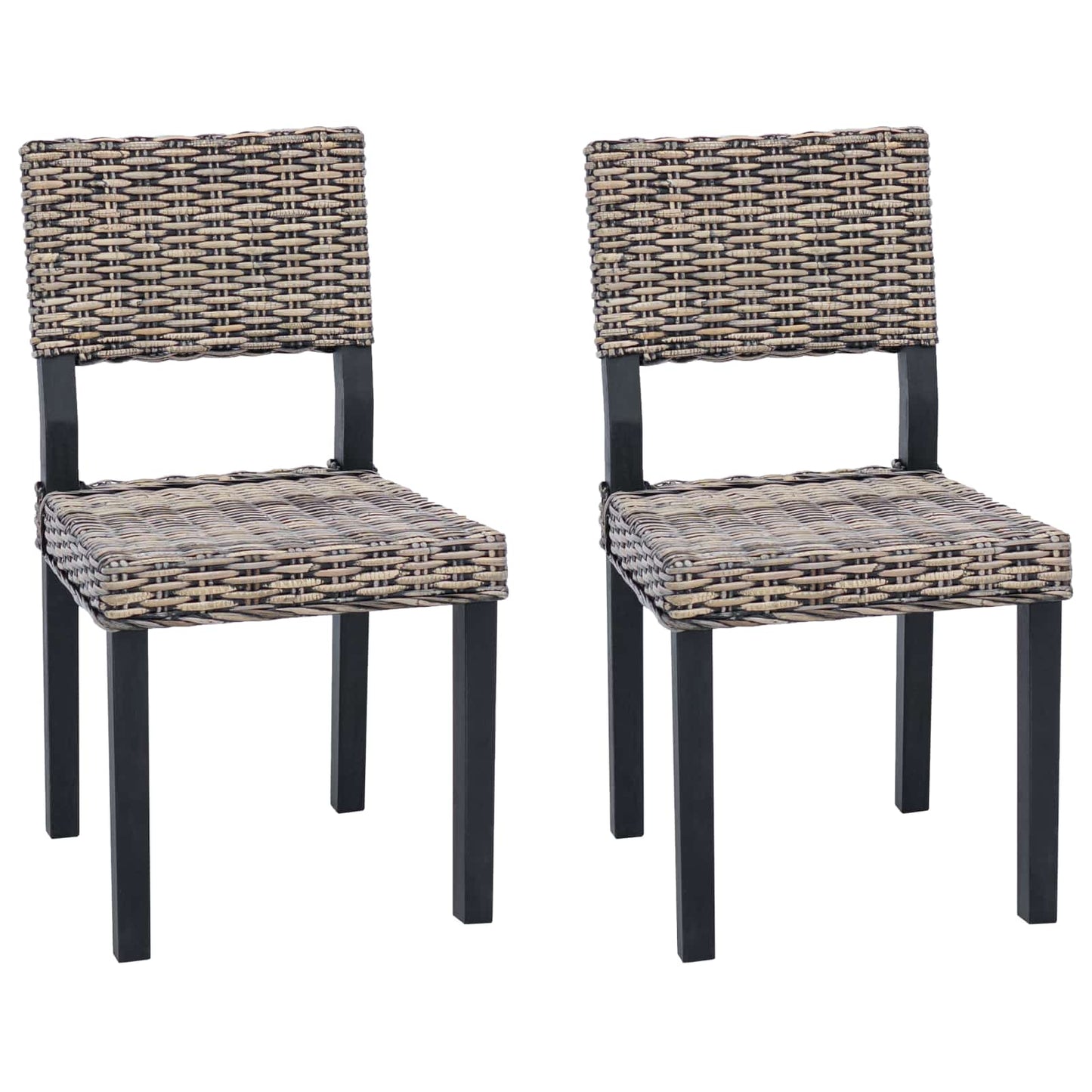 Esszimmerstuhl GENDT 2 stk. Kubu Rattan Schwarz gewaschen
