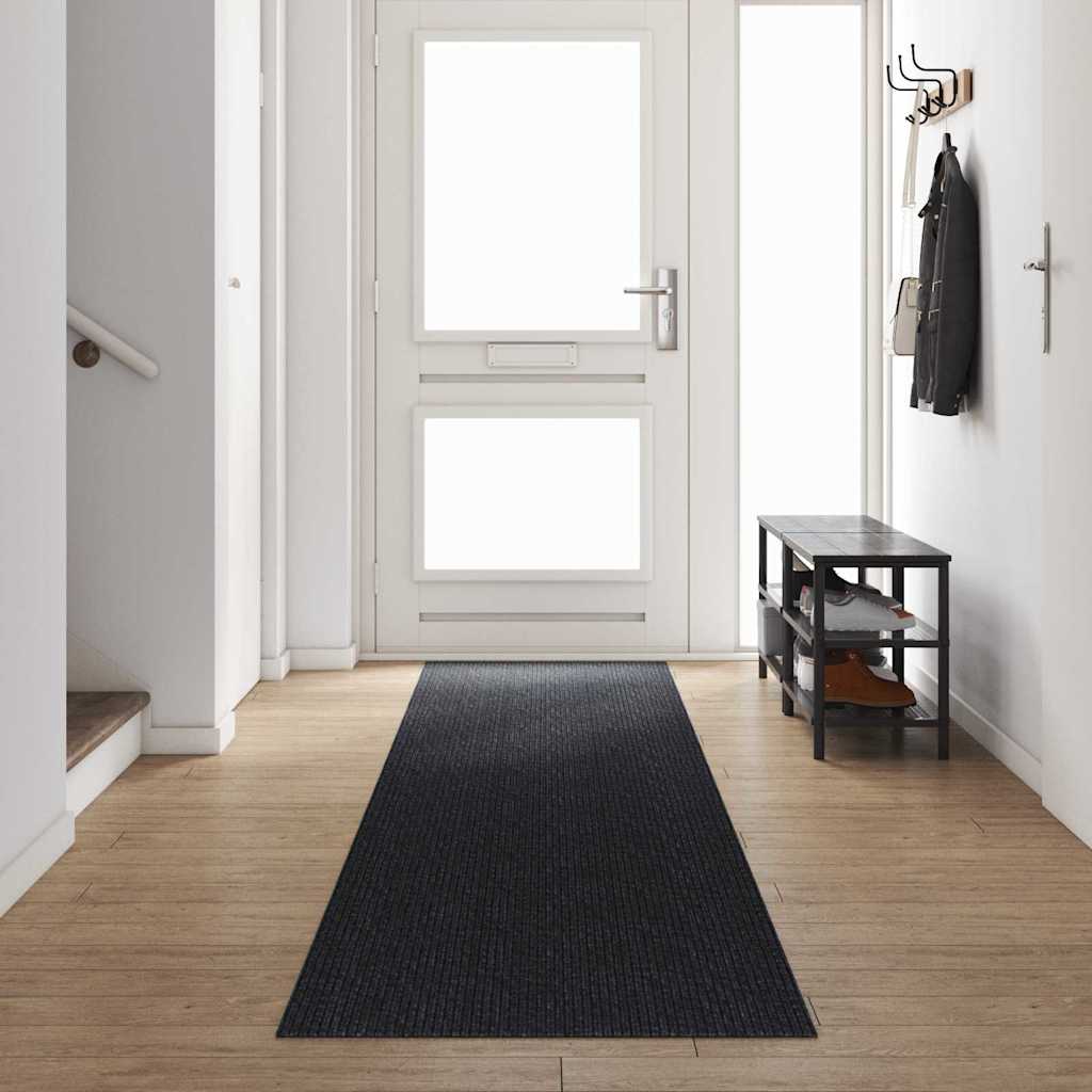 Teppichläufer Anthrazit 80 x 500 cm Stoff
