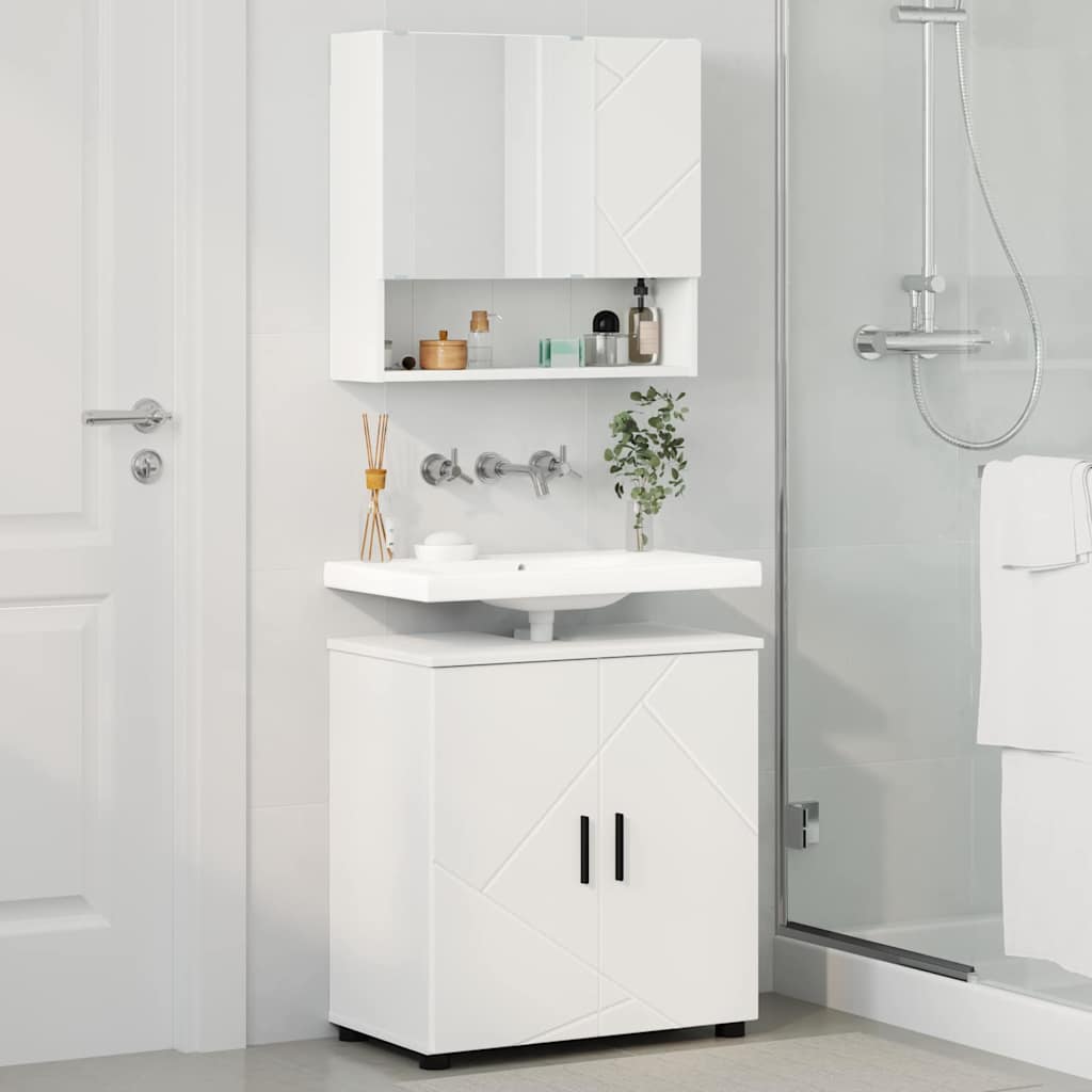 Badezimmermöbel-Set 2 stk. Weiß 61 x 35 x 64 cm