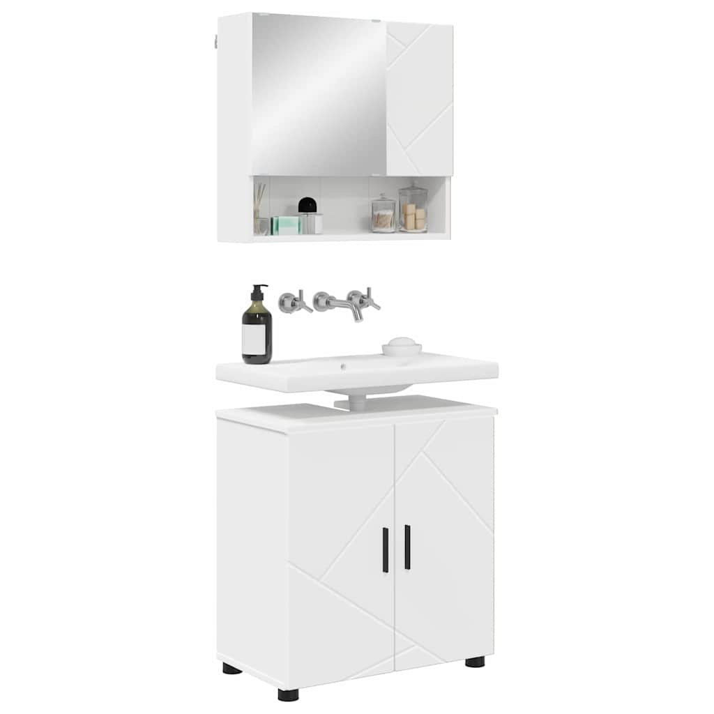 Badezimmermöbel-Set 2 stk. Weiß 61 x 35 x 64 cm