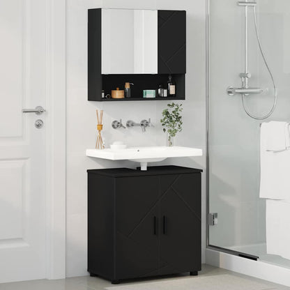 Badezimmermöbel-Set 2 Stk. Schwarz 61 x 35 x 64 cm