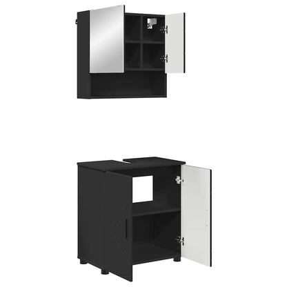 Badezimmermöbel-Set 2 Stk. Schwarz 61 x 35 x 64 cm