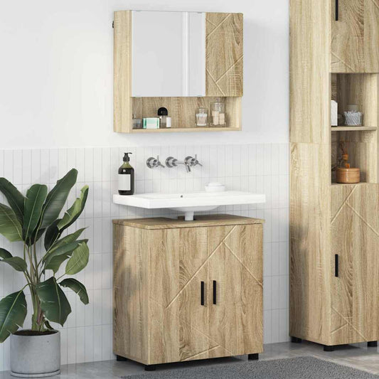 Badezimmermöbel-Set 2 stk. Sonoma-Eiche 61 x 35 x 64 cm