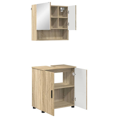 Badezimmermöbel-Set 2 stk. Sonoma-Eiche 61 x 35 x 64 cm