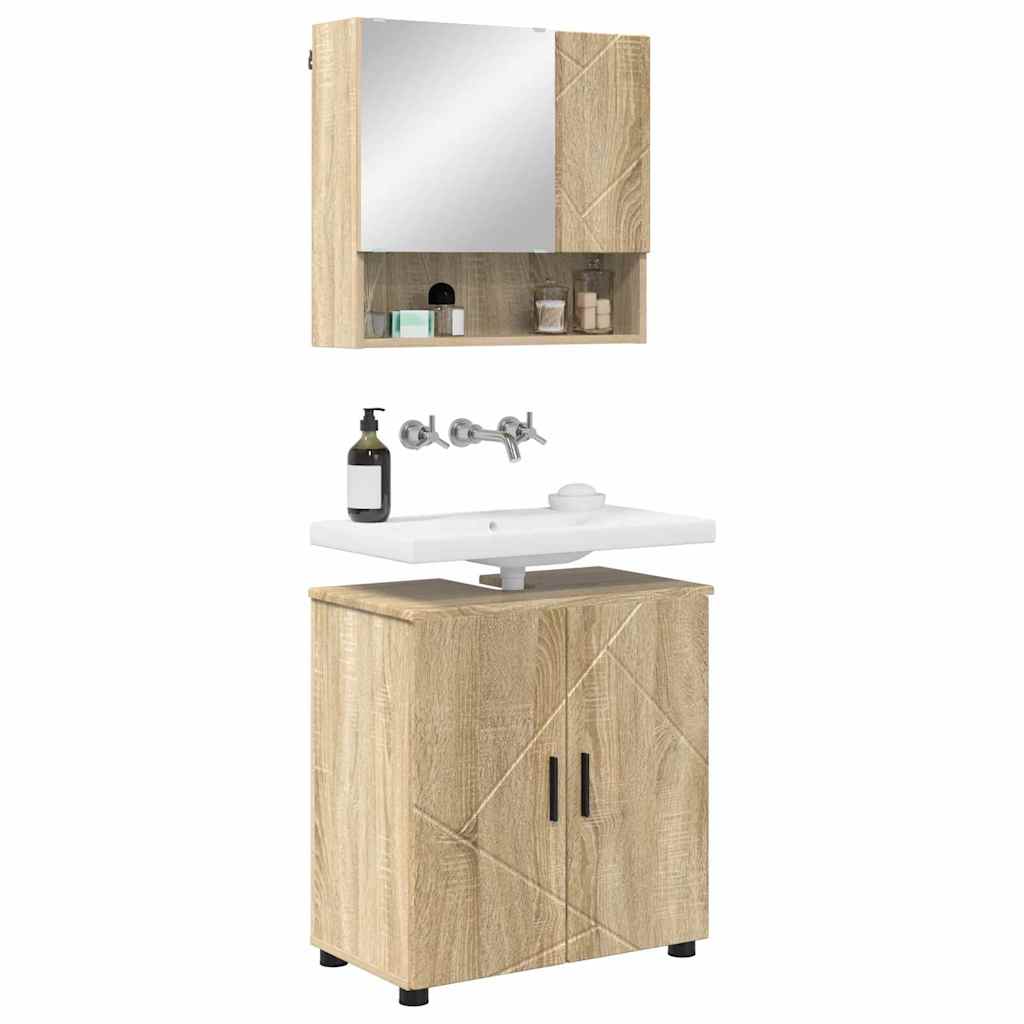 Badezimmermöbel-Set 2 pcs Sonoma-Eiche Holzwerkstoff & Metall