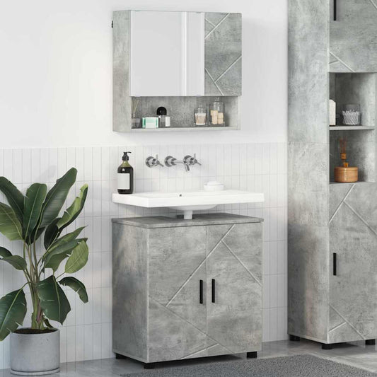 Badezimmermöbel-Set 2 stk. Beton Grau 61 x 35 x 64 cm
