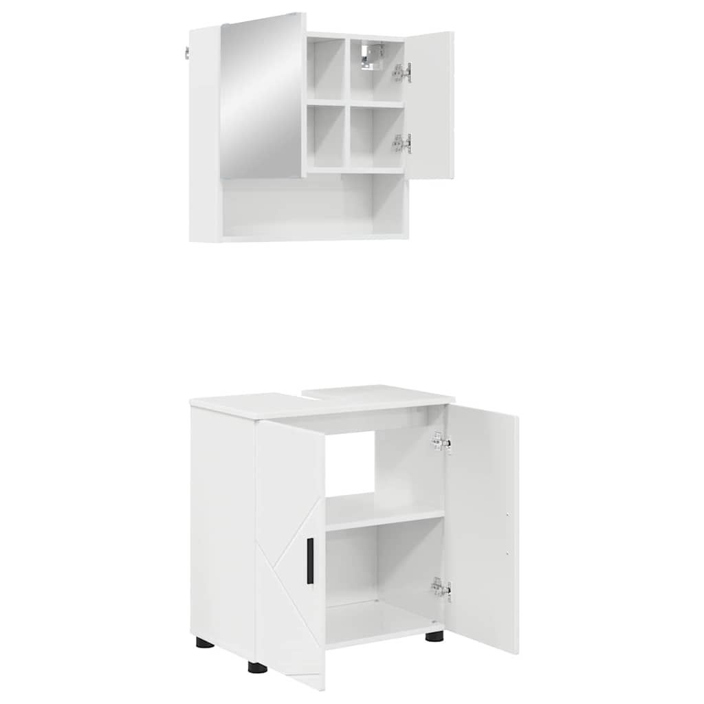Badezimmermöbel-Set 2 stk. Hochglanz Weiß 61 x 35 x 64 cm