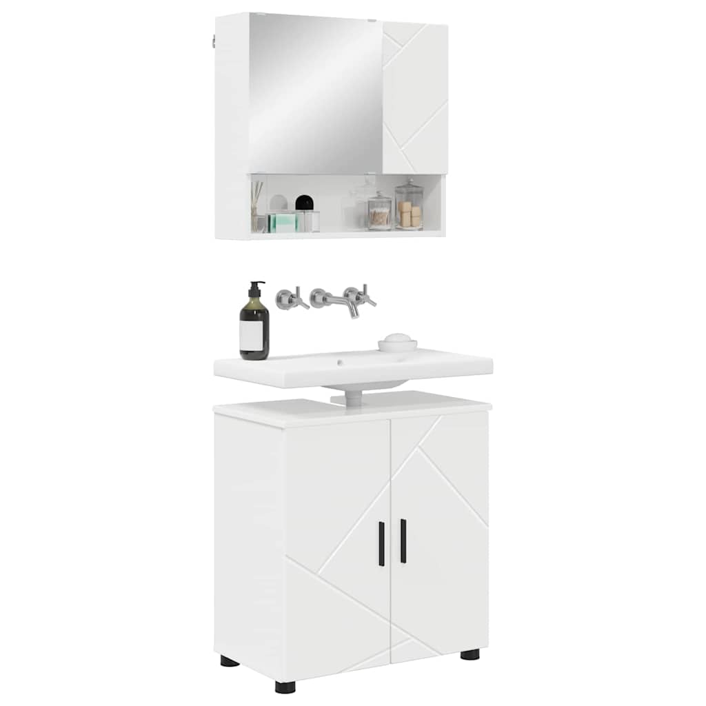Badezimmermöbel-Set 2 stk. Hochglanz Weiß 61 x 35 x 64 cm