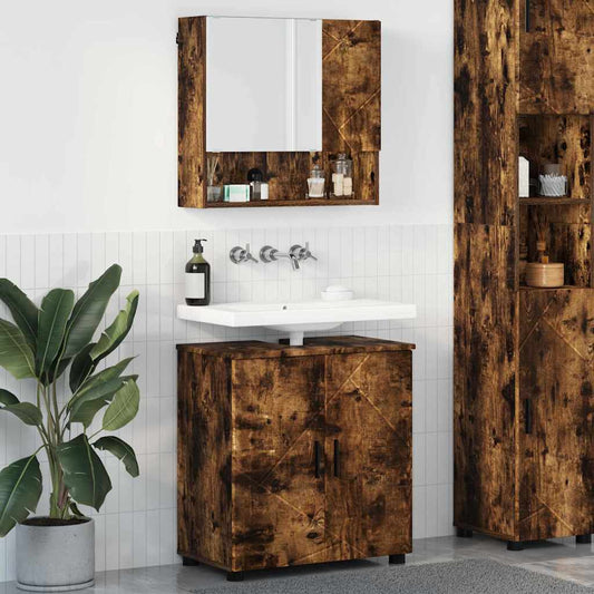 Badezimmermöbel-Set 2 stk. Geräucherte Eiche 61 x 35 x 64 cm