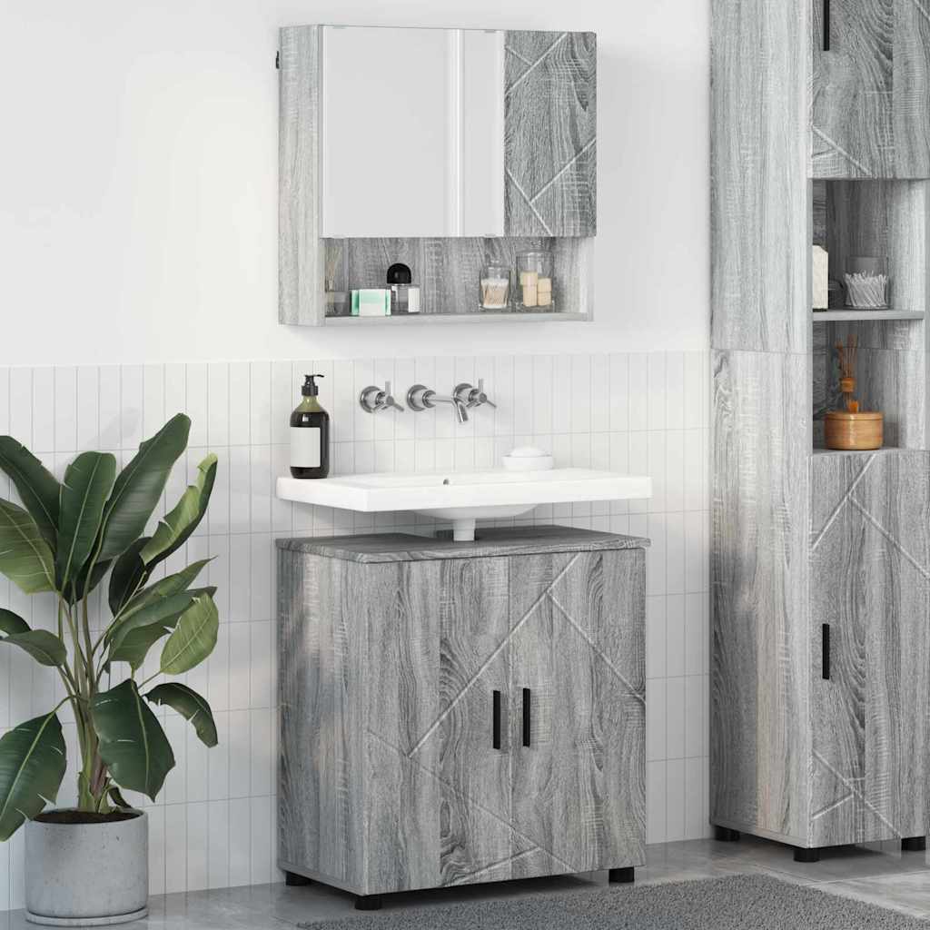 Badezimmermöbel-Set 2 stk. Graues Sonoma 61 x 35 x 64 cm