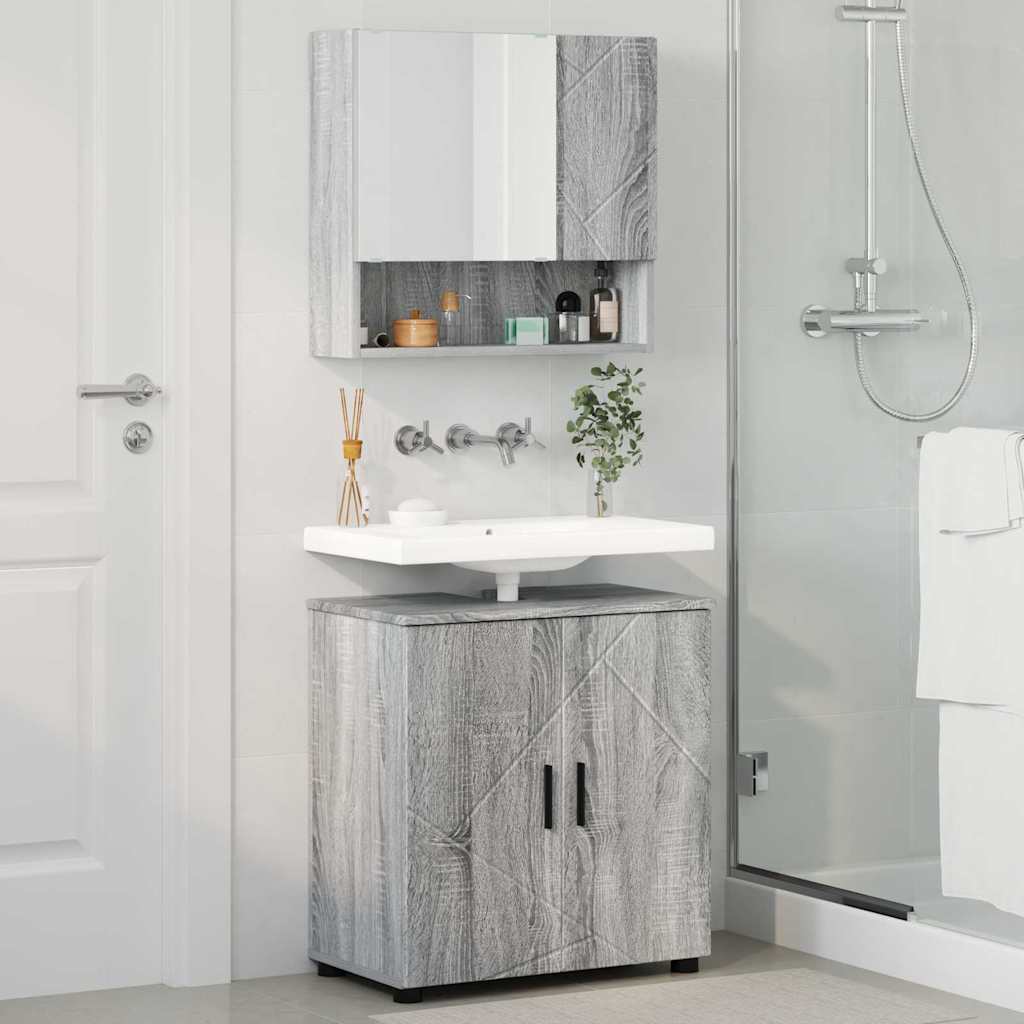 Badezimmermöbel-Set 2 stk. Graues Sonoma 61 x 35 x 64 cm