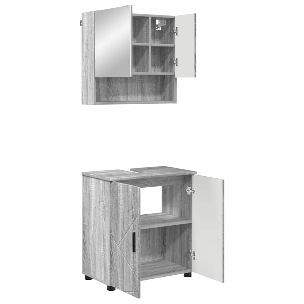 Badezimmermöbel-Set 2 stk. Graues Sonoma 61 x 35 x 64 cm