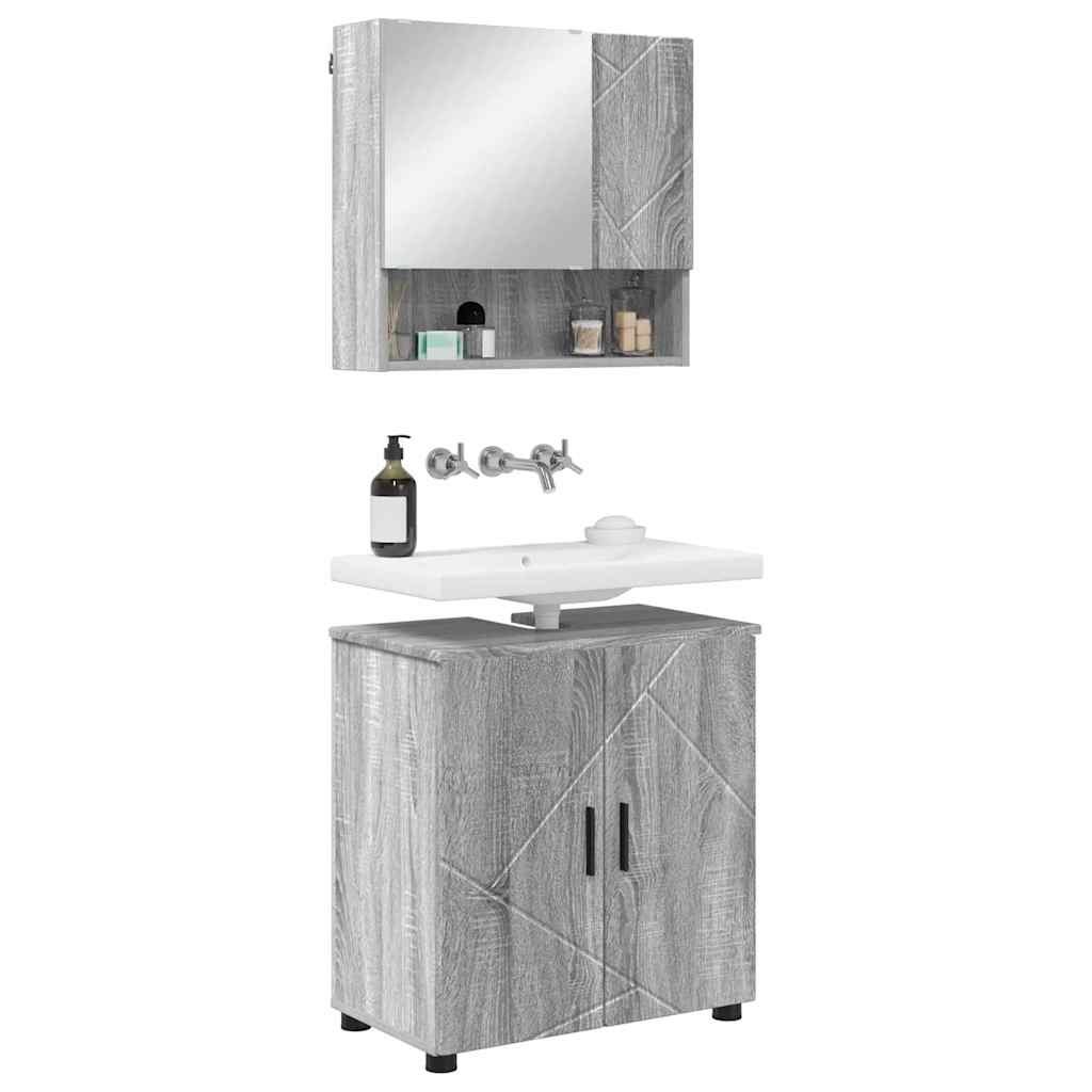Badezimmermöbel-Set 2 stk. Graues Sonoma 61 x 35 x 64 cm