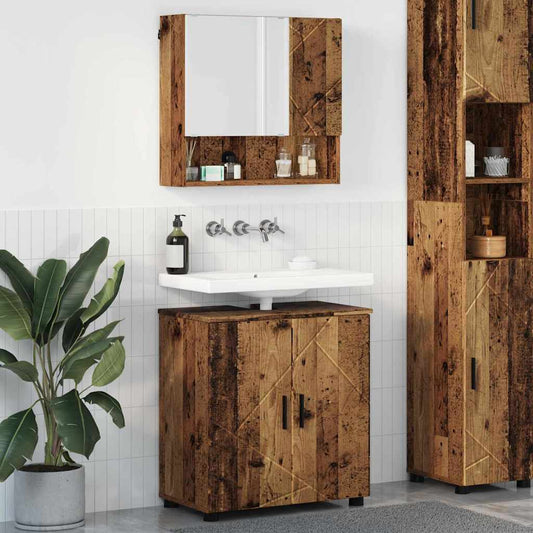 Badezimmermöbel-Set 2 stk. Altholz 61 x 35 x 64 cm