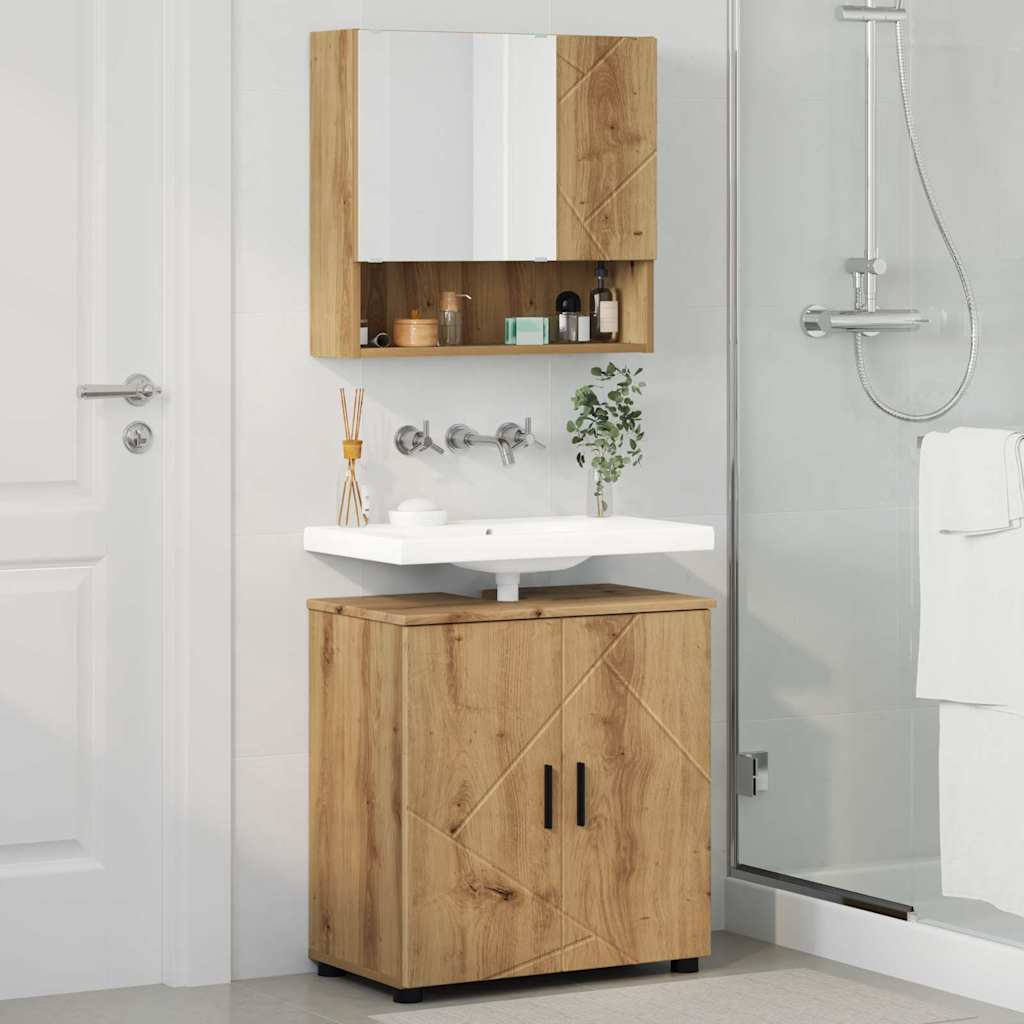 Badezimmermöbel-Set 2 Stk. Artisan-Eiche 61 x 35 x 64 cm