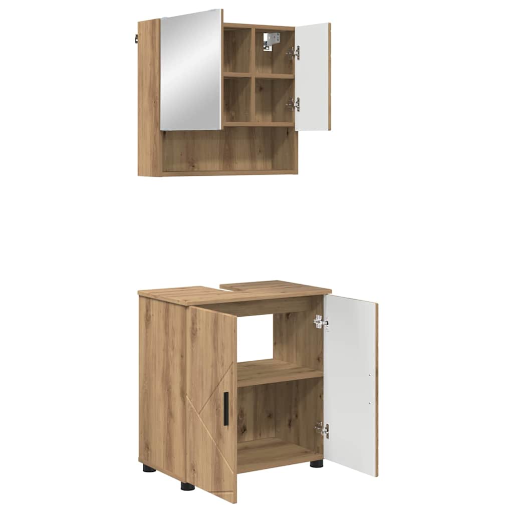 Badezimmermöbel-Set 2 Stk. Artisan-Eiche 61 x 35 x 64 cm