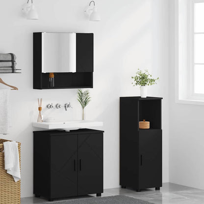 Badezimmermöbel-Set 3 stk. Schwarz 61 x 35 x 64 cm