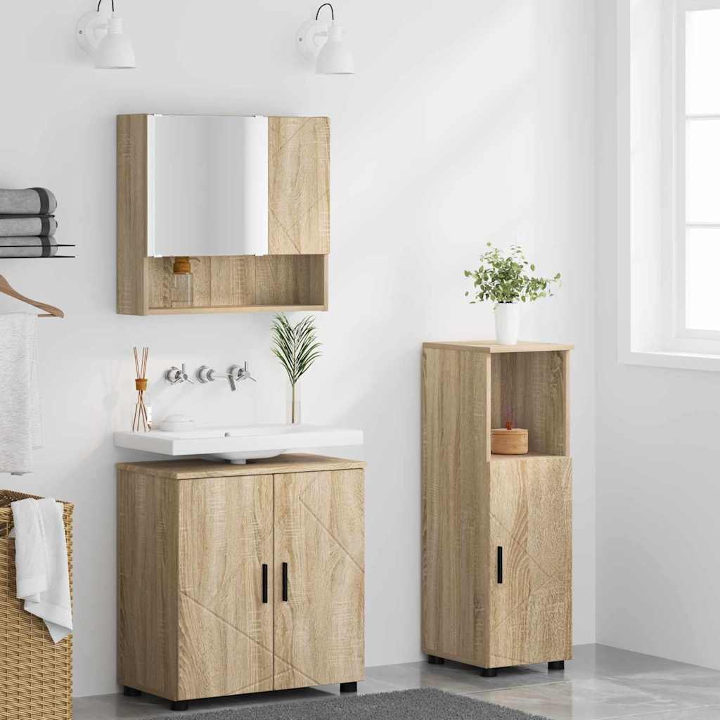 Badezimmermöbel-Set 3 stk. Sonoma-Eiche 61 x 35 x 64 cm