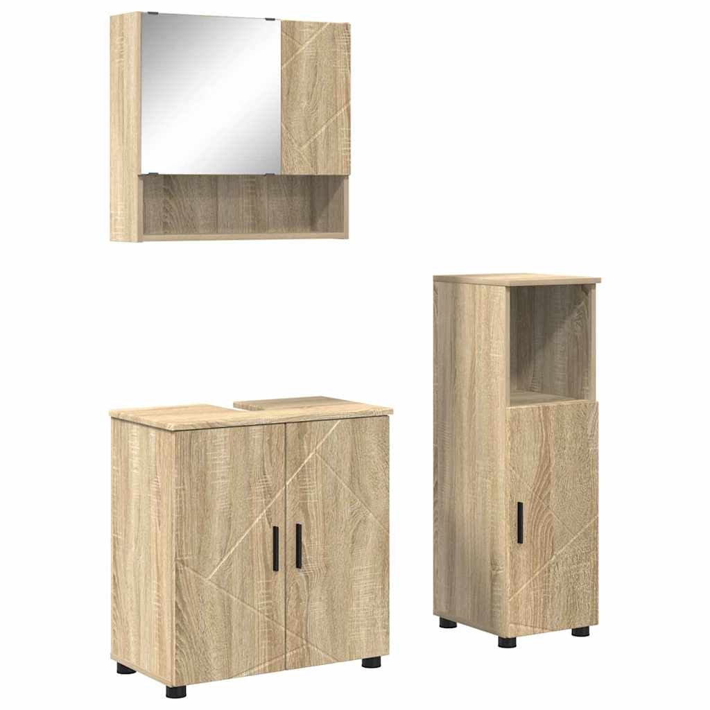 Badezimmermöbel-Set 3 stk. Sonoma-Eiche 61 x 35 x 64 cm