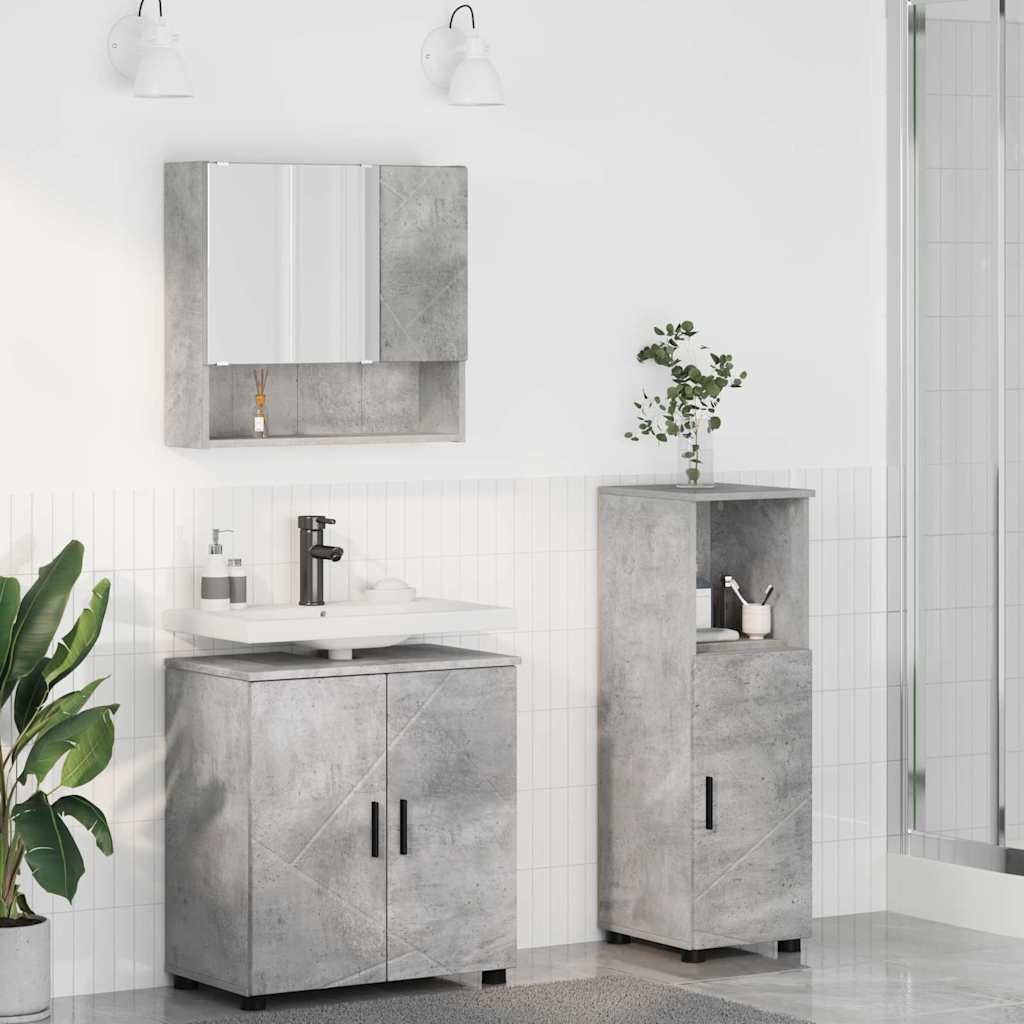 Badezimmermöbel-Set 3 stk. Beton Grau 61 x 35 x 64 cm
