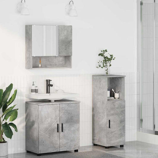 Badezimmermöbel-Set 3 stk. Beton Grau 61 x 35 x 64 cm