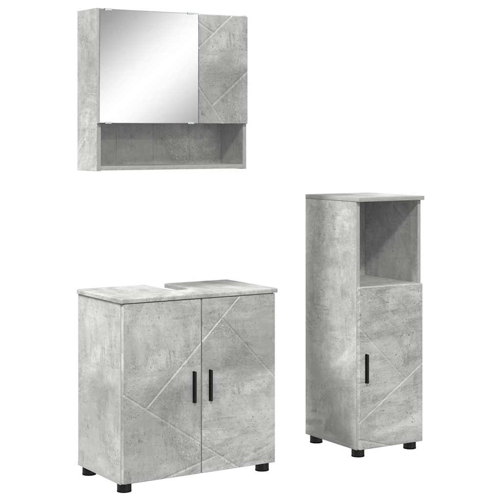 Badezimmermöbel-Set 3 stk. Beton Grau 61 x 35 x 64 cm