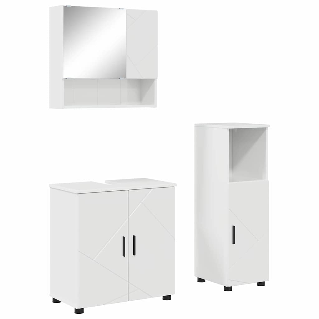 Badezimmermöbel-Set 3 stk. Hochglanz Weiß 61 x 35 x 64 cm