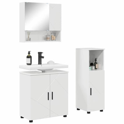 Badezimmermöbel-Set 3 stk. Hochglanz Weiß 61 x 35 x 64 cm
