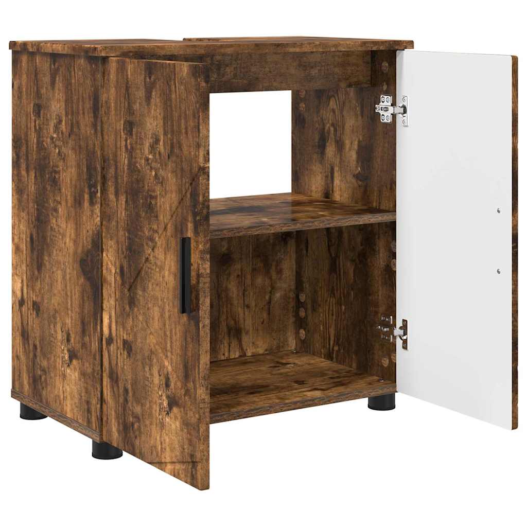 Badezimmermöbel-Set 3 stk. Geräucherte Eiche 61 x 35 x 64 cm