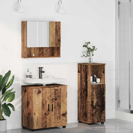 Badezimmermöbel-Set 3 stk. Altholz 61 x 35 x 64 cm