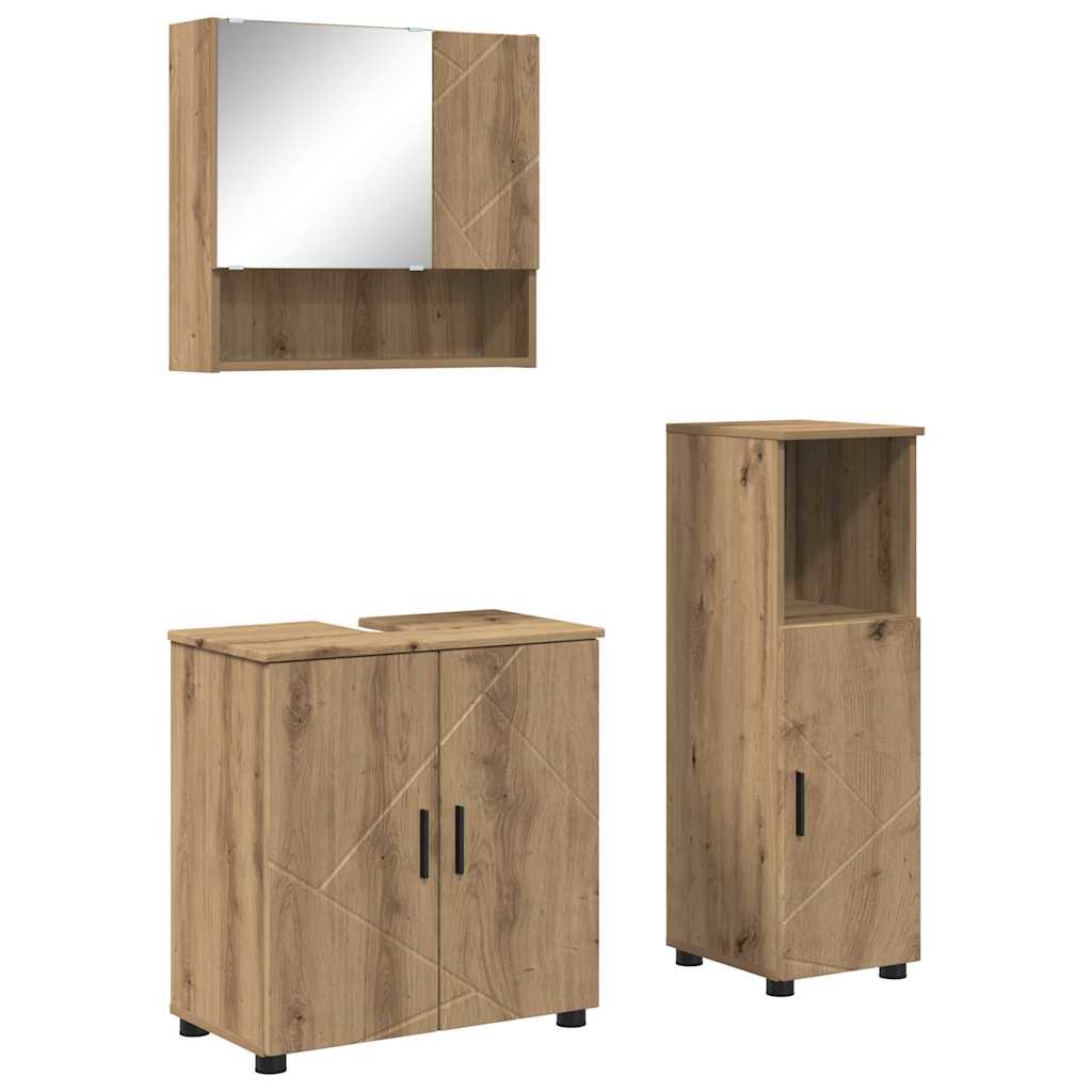 Badezimmermöbel-Set 3 Stk. Artisan-Eiche 61 x 35 x 64 cm