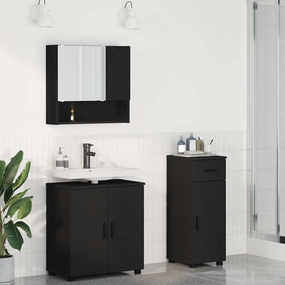 Badezimmermöbel-Set 3 stk. Schwarz 61 x 35 x 64 cm