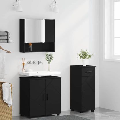 Badezimmermöbel-Set 3 stk. Schwarz 61 x 35 x 64 cm