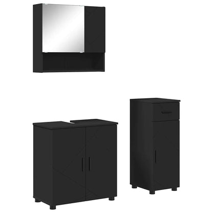 Badezimmermöbel-Set 3 stk. Schwarz 61 x 35 x 64 cm