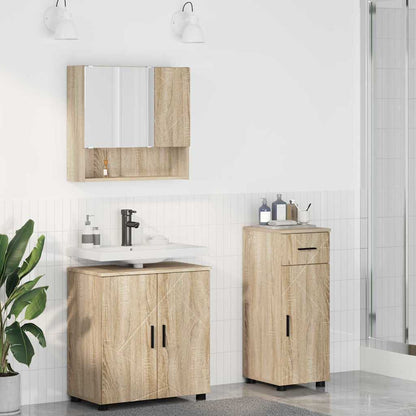 Badezimmermöbel-Set 3 stk. Sonoma-Eiche 61 x 35 x 64 cm