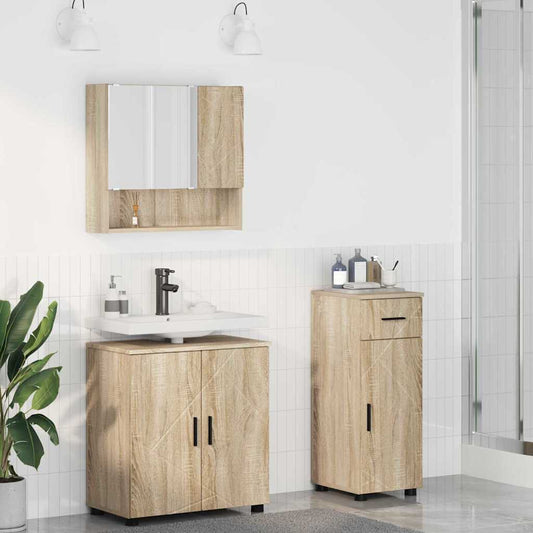 Badezimmermöbel-Set 3 stk. Sonoma-Eiche 61 x 35 x 64 cm