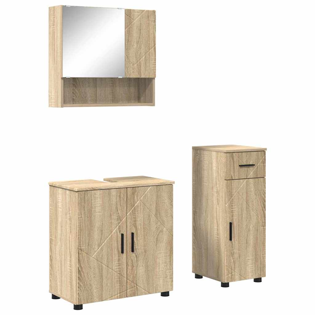 Badezimmermöbel-Set 3 stk. Sonoma-Eiche 61 x 35 x 64 cm