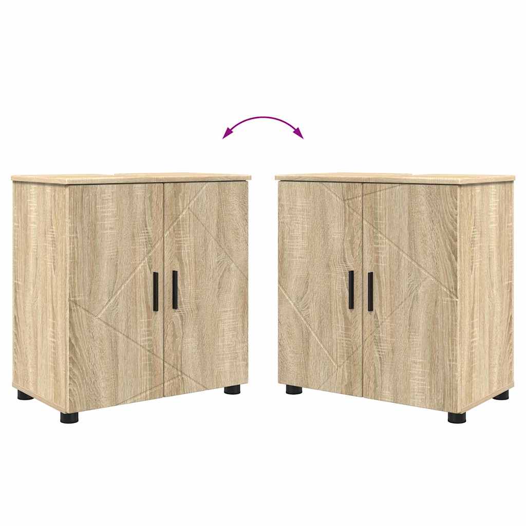 Badezimmermöbel-Set 3 stk. Sonoma-Eiche 61 x 35 x 64 cm
