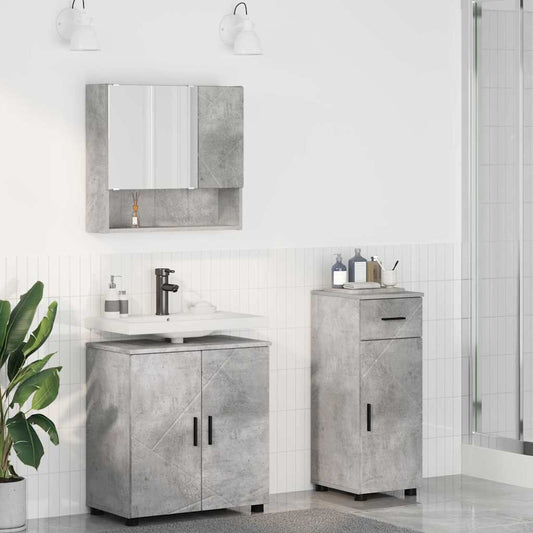 Badezimmermöbel-Set 3 stk. Beton Grau 61 x 35 x 64 cm